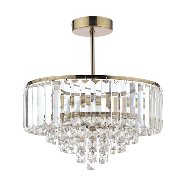 Freyza - Laura Ashley Vienna 3 Light Semi Flush Crystal and Antique Brass