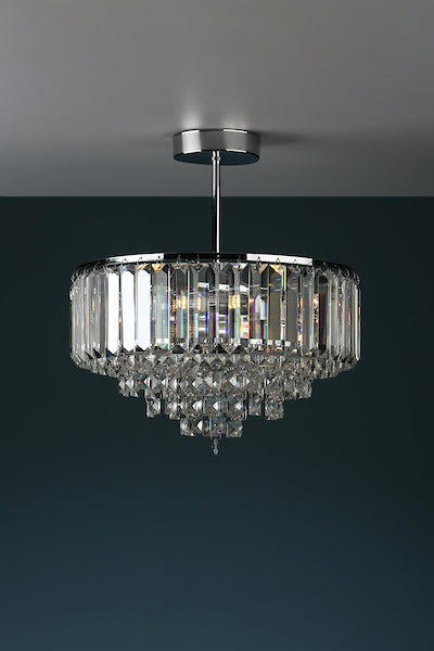 Freyza - Vienna 3 Light Semi Flush Crystal Polished Chrome Ceiling Fixture