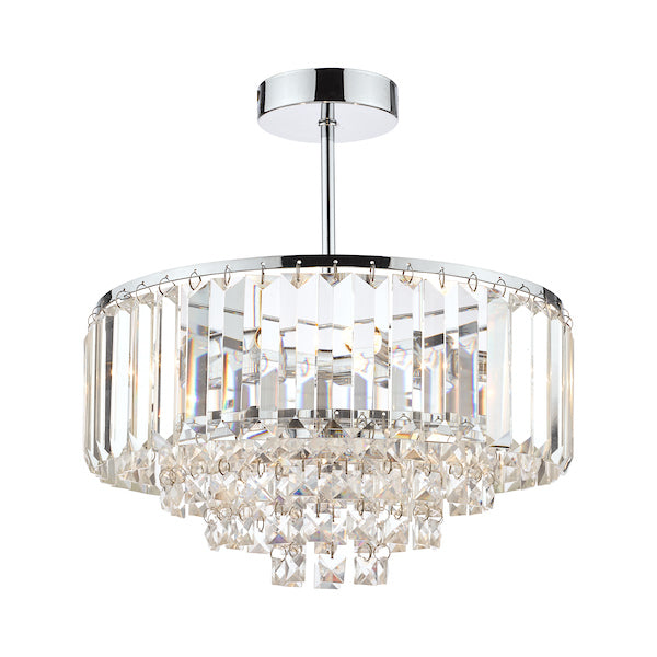 Freyza - Vienna 3 Light Semi Flush Crystal Polished Chrome Ceiling Fixture