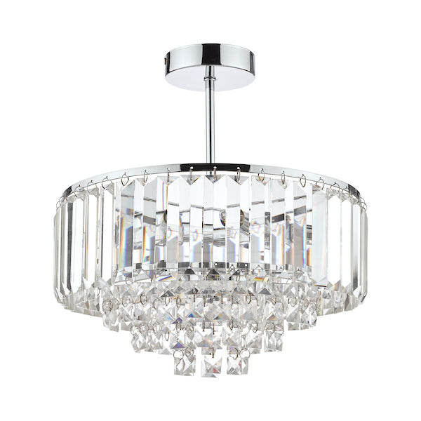 Freyza - Vienna 3 Light Semi Flush Crystal Polished Chrome Ceiling Fixture