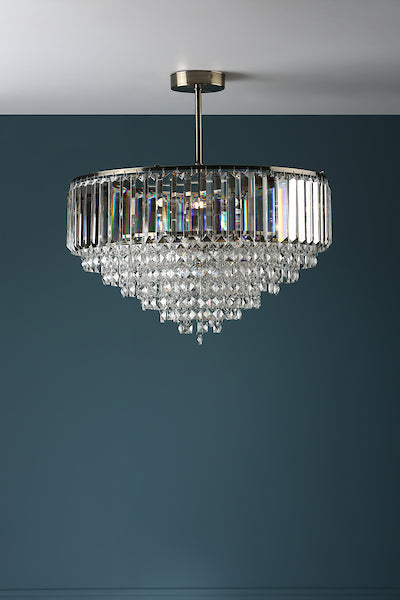 Freyza - Laura Ashley Vienna 5 Light Semi Flush Crystal and Antique Brass