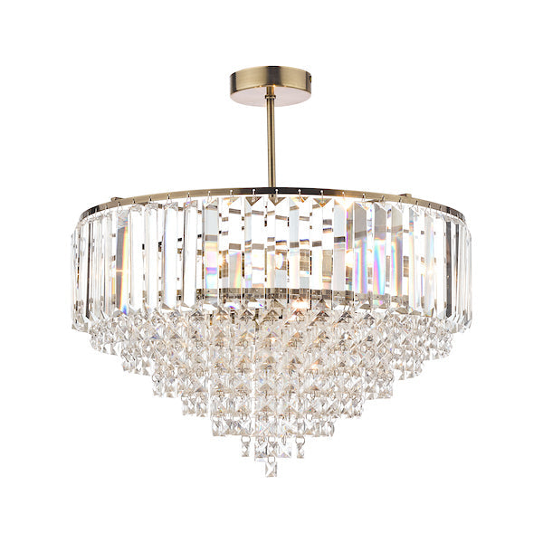 Freyza - Laura Ashley Vienna 5 Light Semi Flush Crystal and Antique Brass