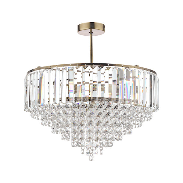 Freyza - Laura Ashley Vienna 5 Light Semi Flush Crystal and Antique Brass