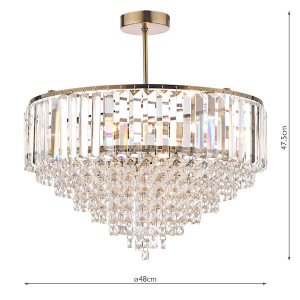 Freyza - Laura Ashley Vienna 5 Light Semi Flush Crystal and Antique Brass