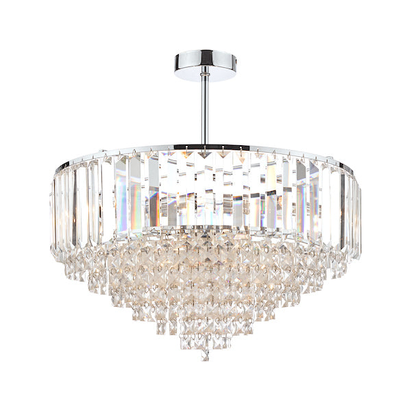 Freyza - Laura Ashley Vienna 5 Light Semi Flush Crystal and Polished Chrome