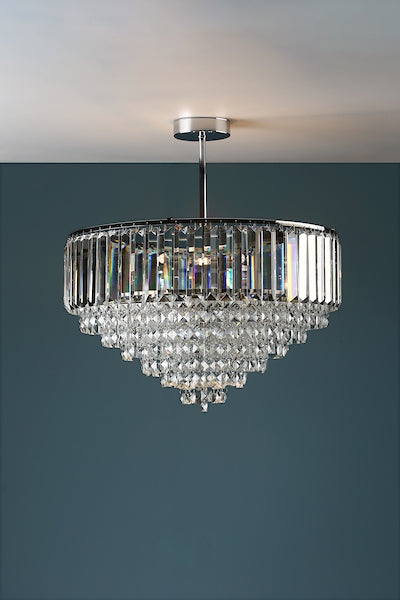 Freyza - Laura Ashley Vienna 5 Light Semi Flush Crystal and Polished Chrome