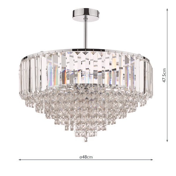 Freyza - Laura Ashley Vienna 5 Light Semi Flush Crystal and Polished Chrome
