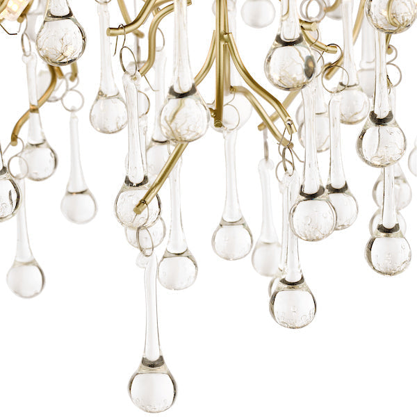Freyza - Laura Ashley Willow 3 Light Semi Flush Satin Champagne with Crystal Raindrops