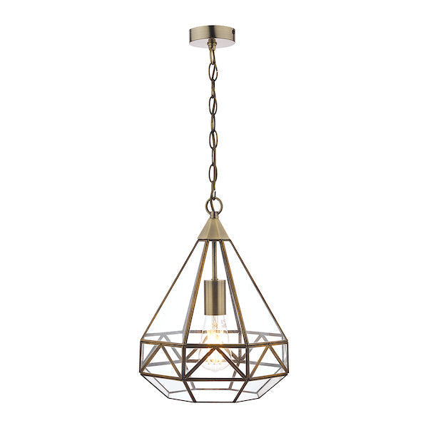 Freyza - Laura Ashley Zaria Lantern Pendant Ceiling Light Antique Brass