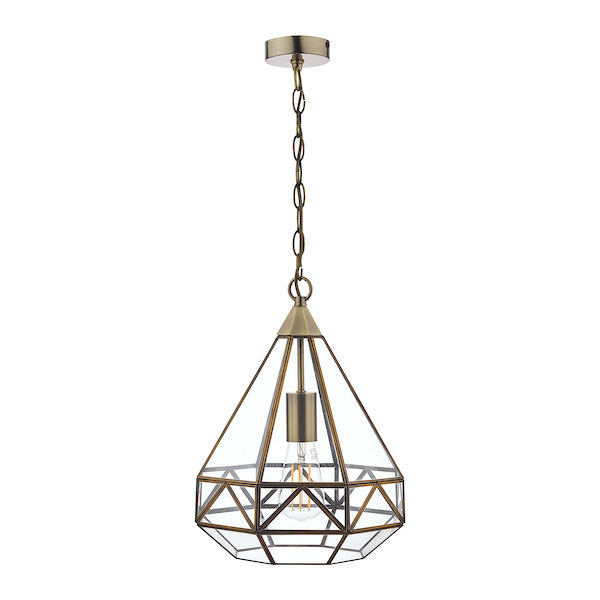 Freyza - Laura Ashley Zaria Lantern Pendant Ceiling Light Antique Brass