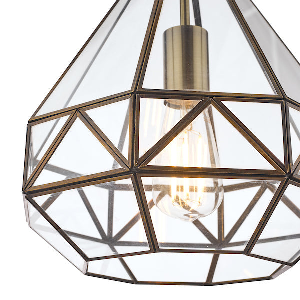 Freyza - Laura Ashley Zaria Lantern Pendant Ceiling Light Antique Brass