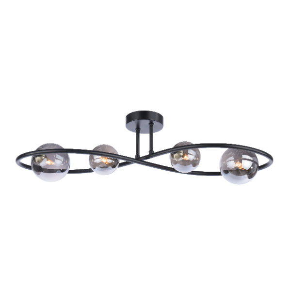 Freyza - Lena 4 Light Semi Flush Ceiling Light Black