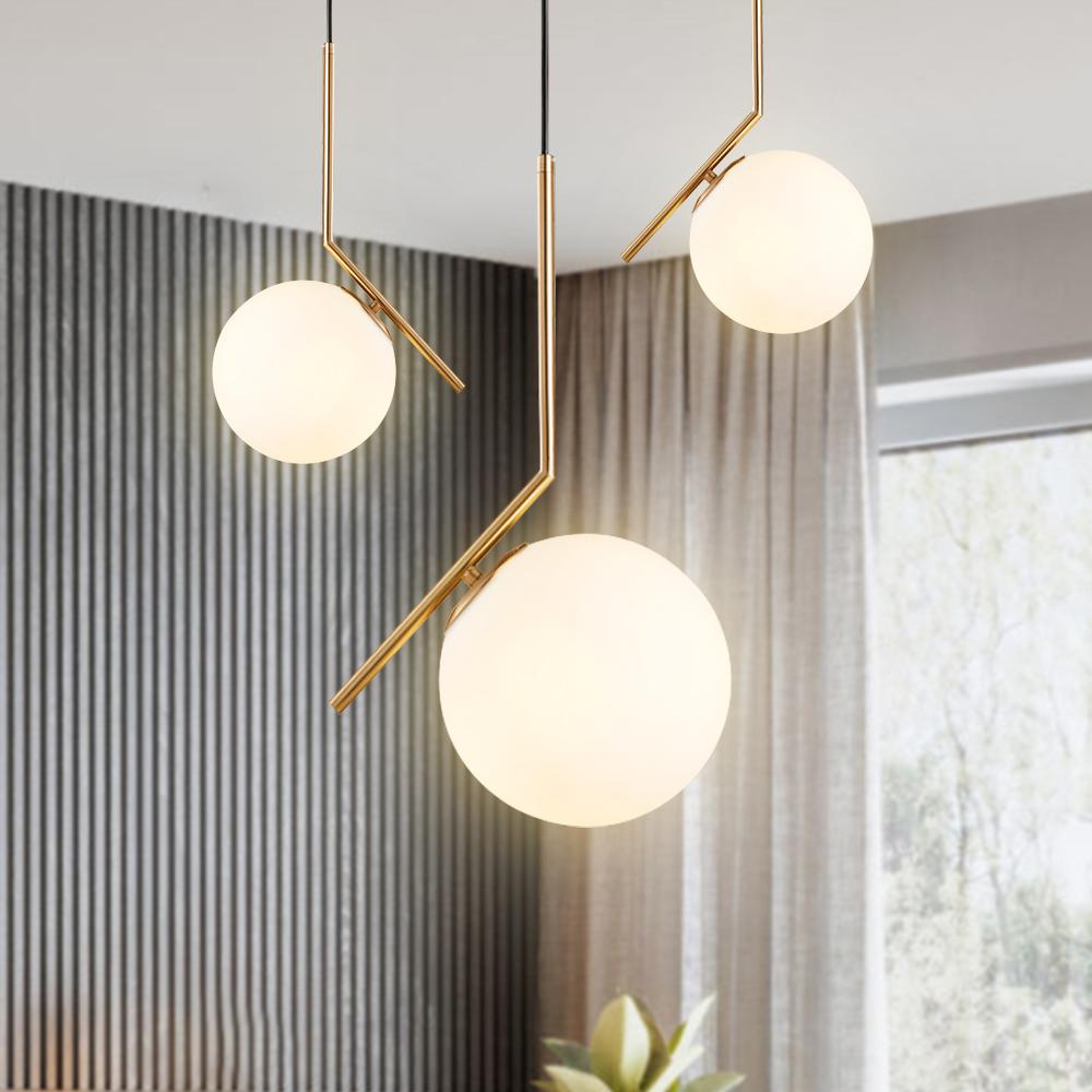 Freyza | Blikuva moderne kugelförmige Opalglas-Pendelleuchte – moderne Küche und Esszimmer
