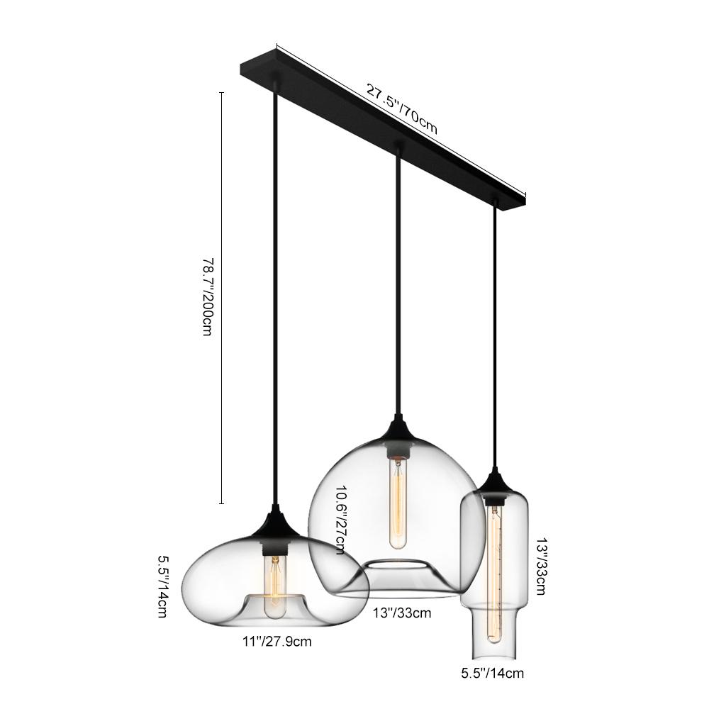 Freyza | Mjolkulix Linearer Glas-Kronleuchter – Esszimmer Wohnzimmer