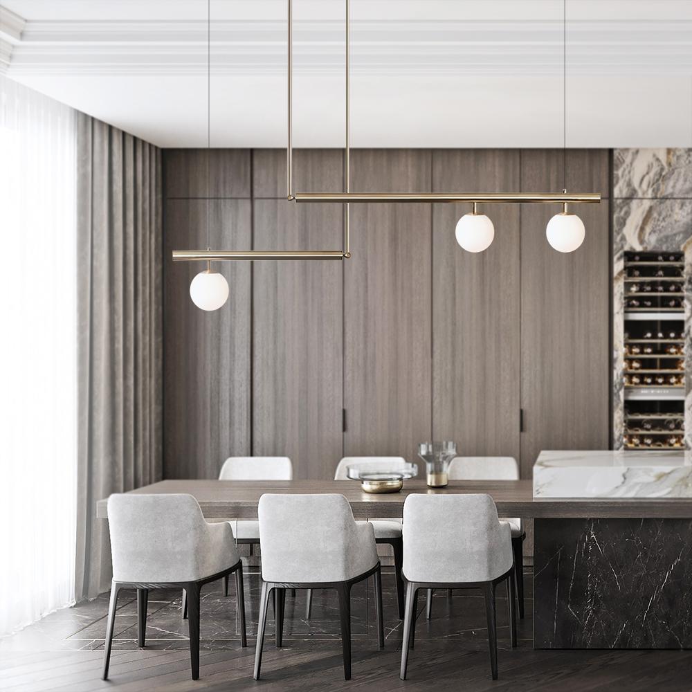 Freyza | Sifjar minimalistischer linearer Kronleuchter aus Glas – minimalistisches Esszimmer und Wohnzimmer