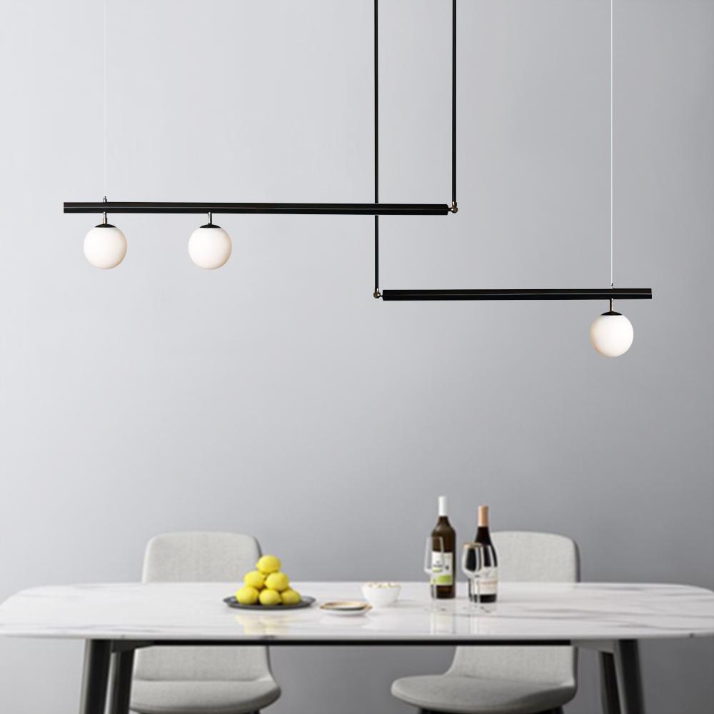 Freyza | Sifjar minimalistischer linearer Kronleuchter aus Glas – minimalistisches Esszimmer und Wohnzimmer
