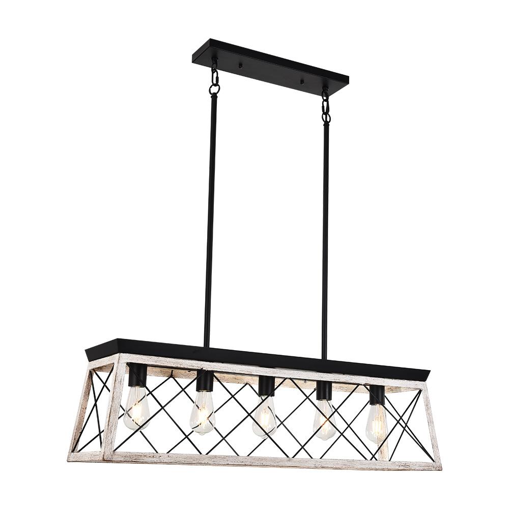 Freyza | Modern Linear Faux Wood Chandelier – Modern Dining Room Living Room