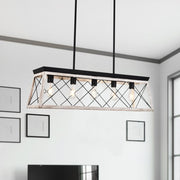 Freyza | Modern Linear Faux Wood Chandelier – Modern Dining Room Living Room