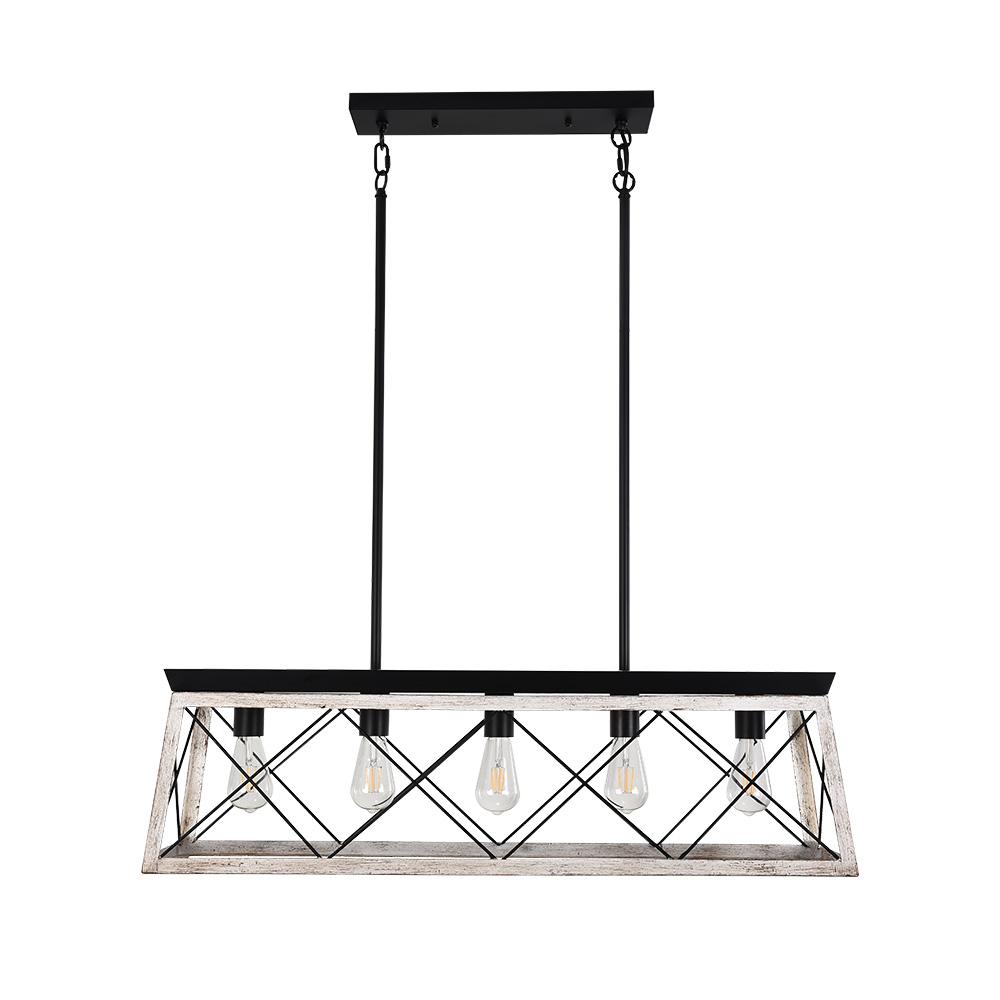Freyza | Modern Linear Faux Wood Chandelier – Modern Dining Room Living Room