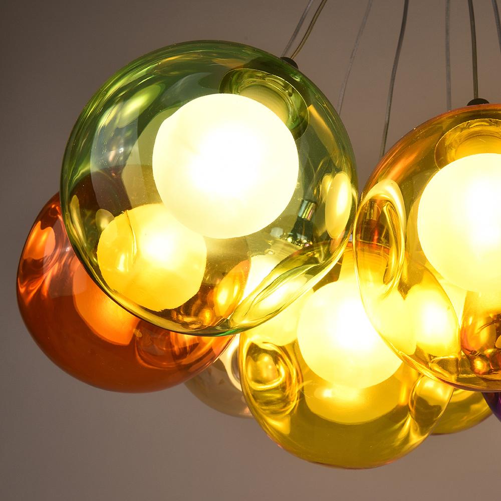 Freyza | gnuli Einzigartige mehrfarbige Glas-Pendelleuchte mit mehreren Lichtquellen – Esszimmer, Wohnzimmer