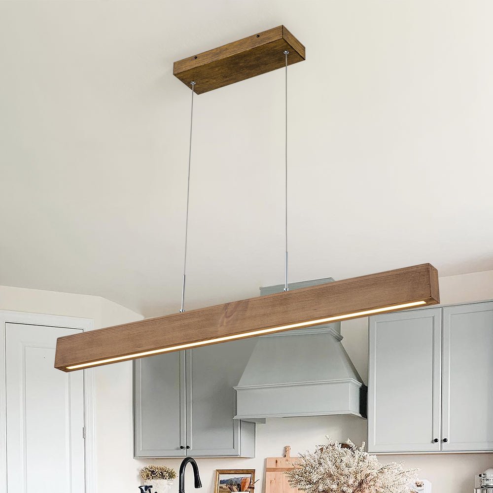 Freyza | Zefyr LED Linear Wood Chandelier – Dining Room Living Room
