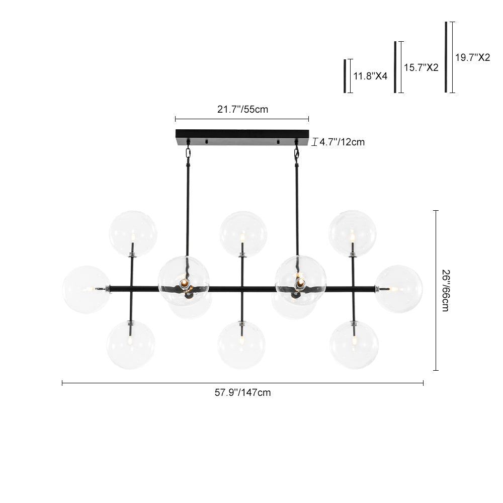 Freyza | Himinuvux Sputnik-Glas-Kronleuchter – Esszimmer, Wohnzimmer
