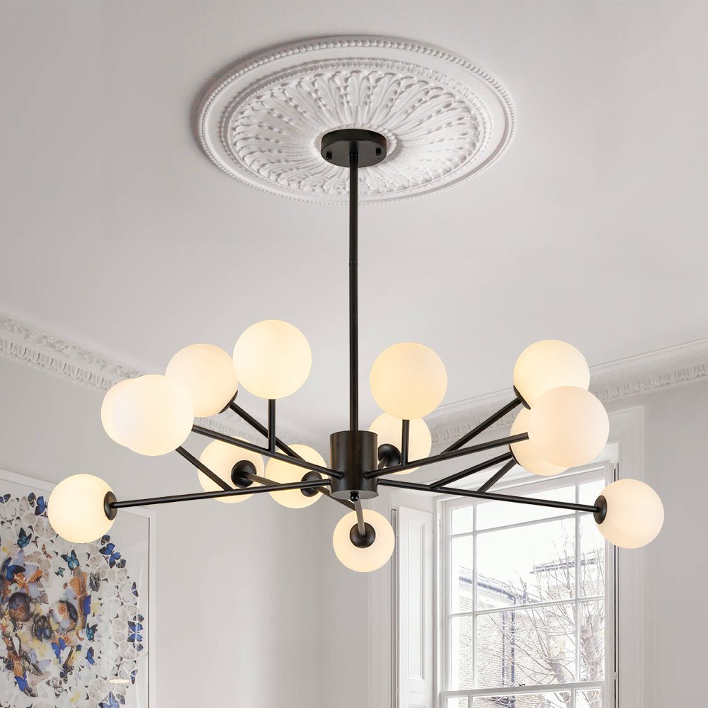 Freyza | Vatnuvyt Frosted Globe Glass Chandelier – Dining Room Living Room