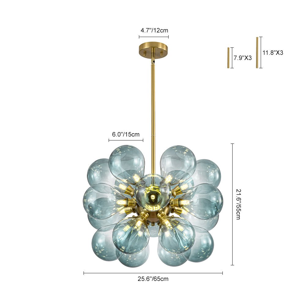 Freyza | Odin Scandinavian Blue Glass Chandelier – Scandinavian Dining Room Living Room