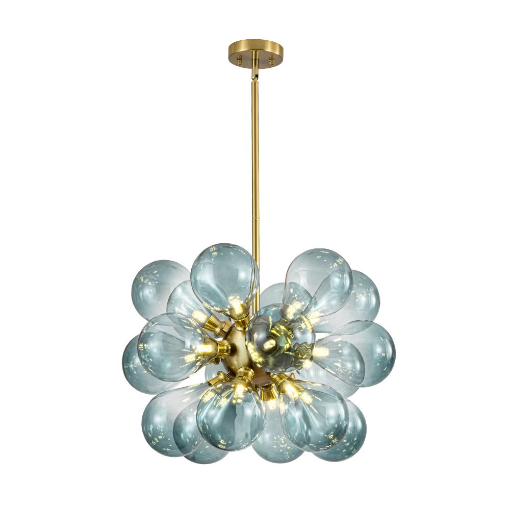 Freyza | Odin Scandinavian Blue Glass Chandelier – Scandinavian Dining Room Living Room