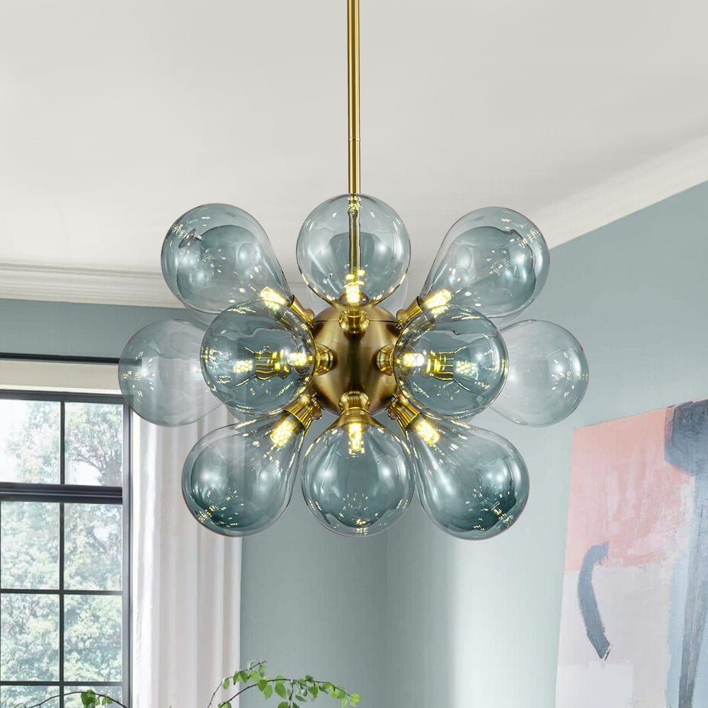 Freyza | Odin Scandinavian Blue Glass Chandelier – Scandinavian Dining Room Living Room