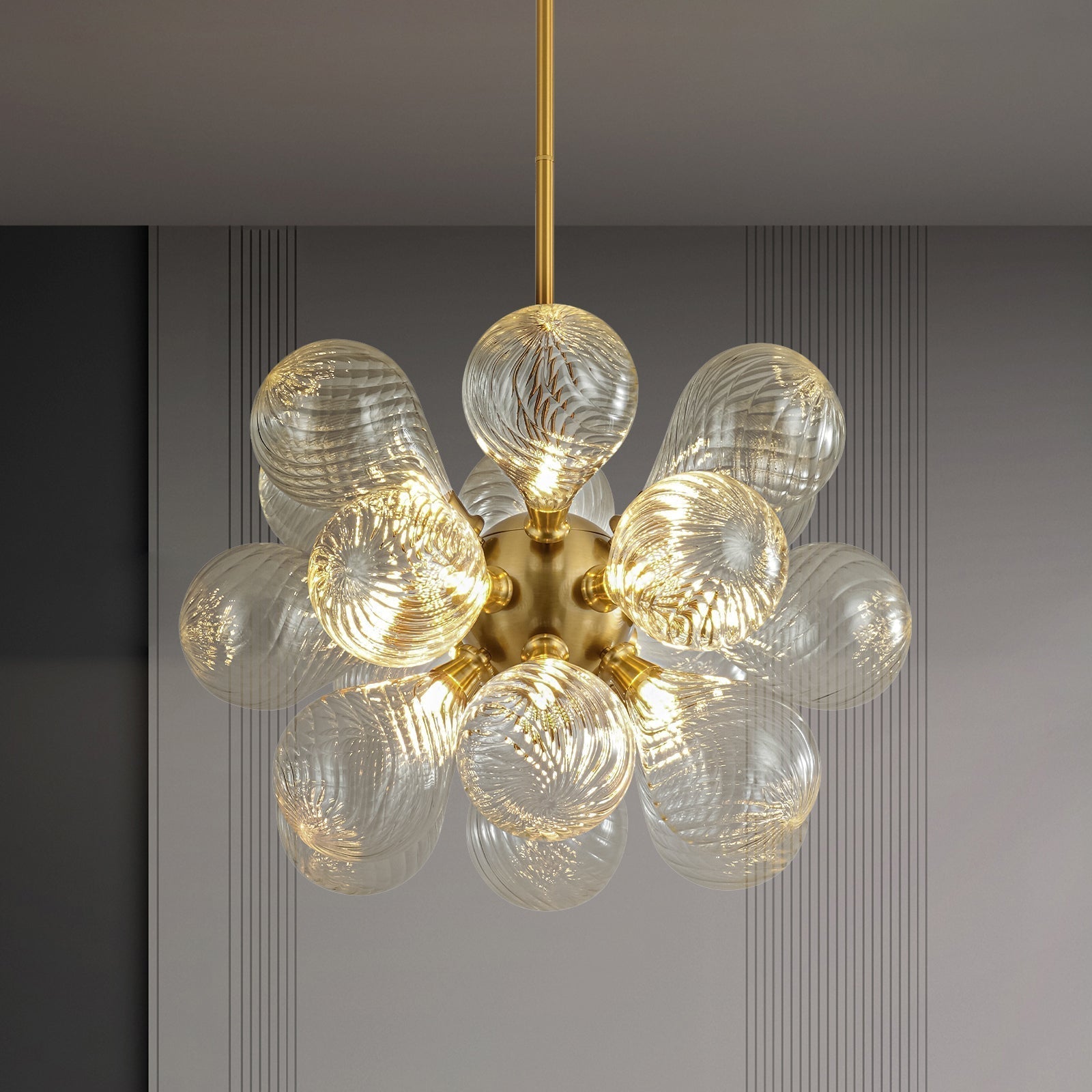 Freyza | Waegnuvyx Cluster Ribbed Glass Chandelier – Dining Room Living Room