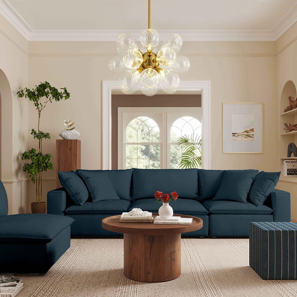 Freyza | Waegnuvyx Cluster Ribbed Glass Chandelier – Dining Room Living Room