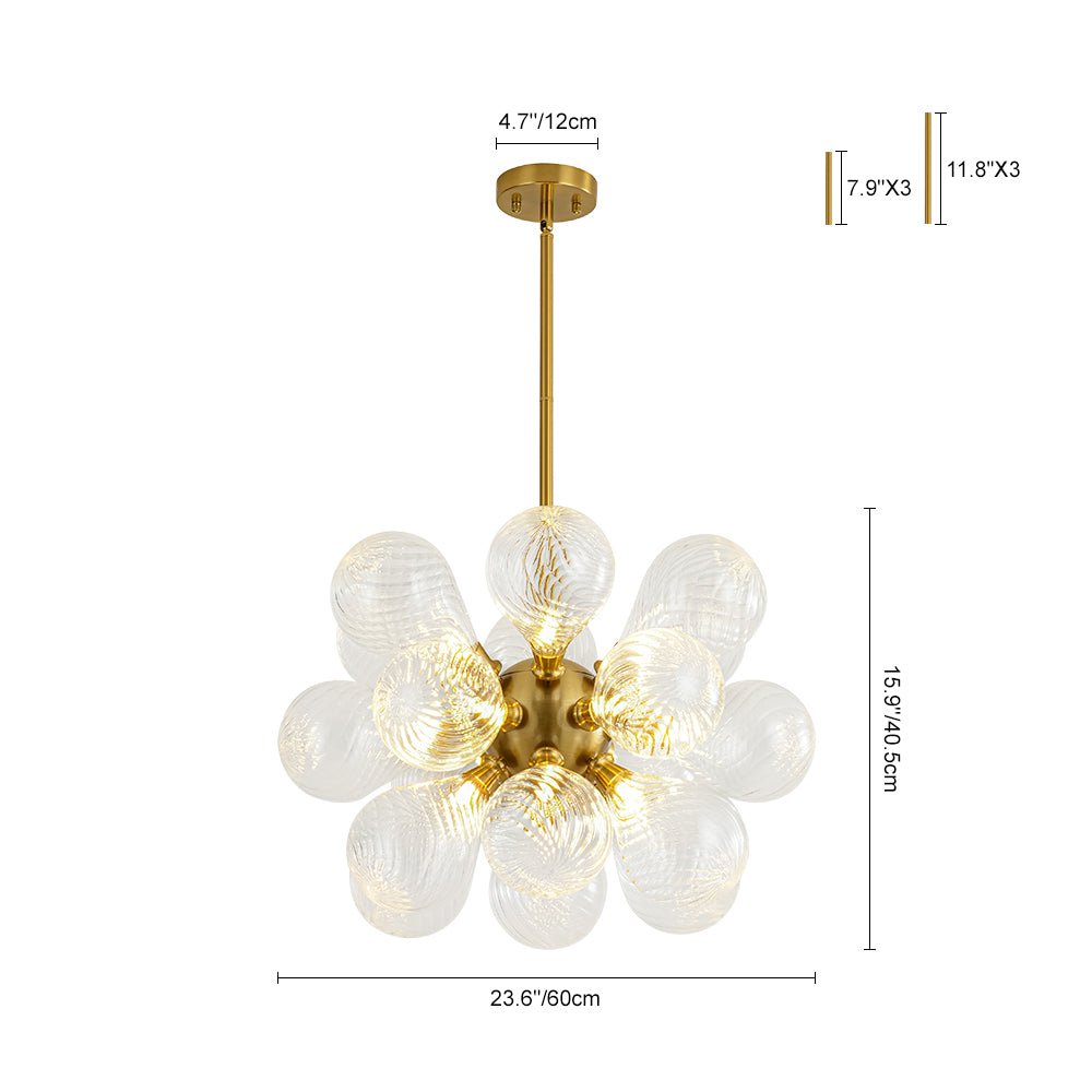 Freyza | Waegnuvyx Cluster Ribbed Glass Chandelier – Dining Room Living Room