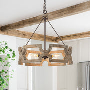 Freyza | Offener Holz-Kronleuchter im Landhausstil „Yrling“ – Esszimmer, Wohnzimmer im Landhausstil