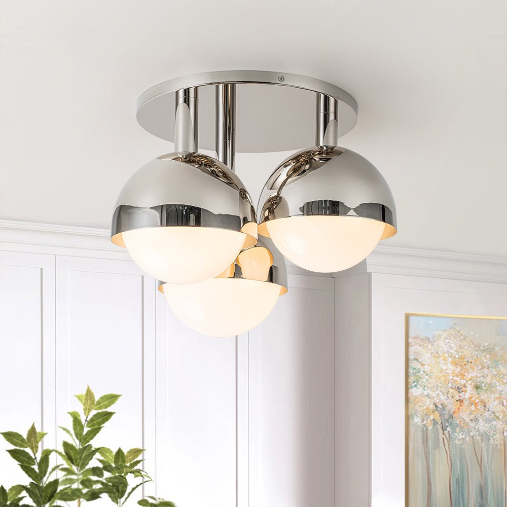 Freyza | Pustur Minimalist Opal Glass Opal Ceiling Light – Minimalist Bedroom Living Room