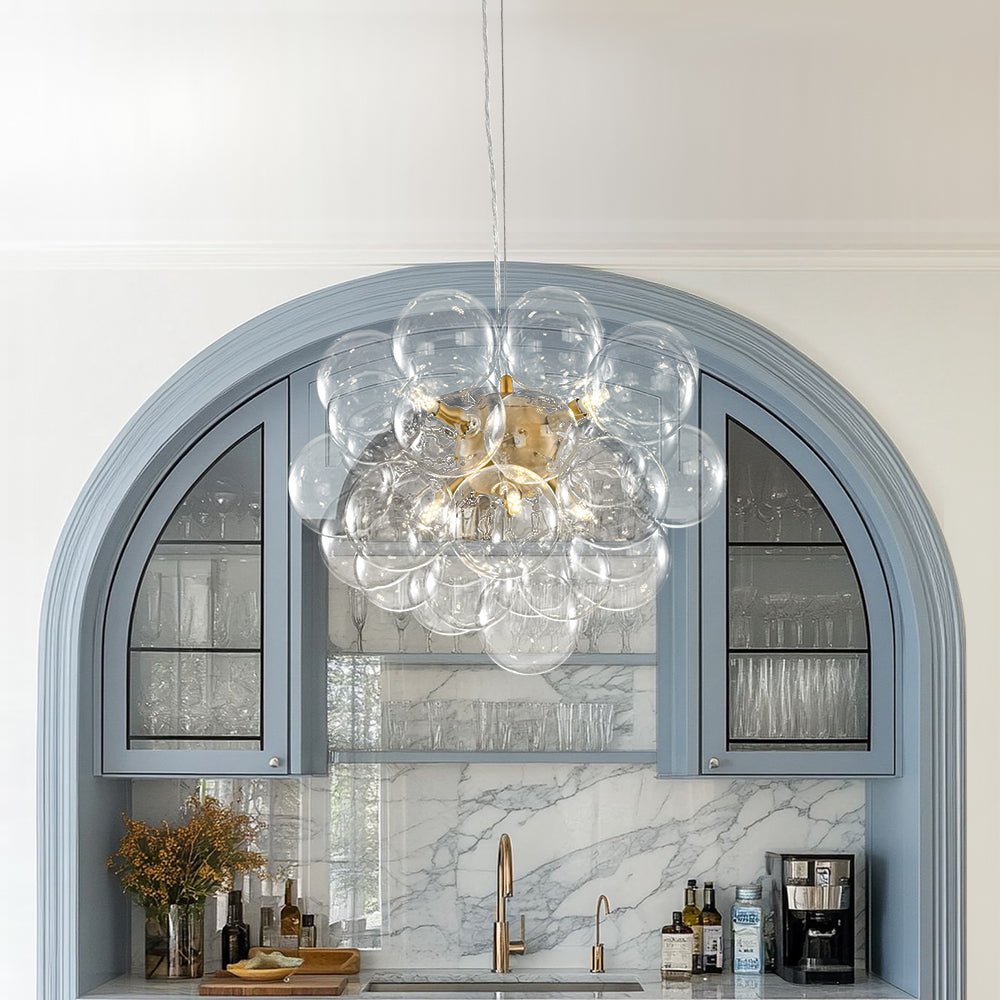 Freyza | Fljotun Glass Sphere Glass Chandelier – Dining Room Living Room