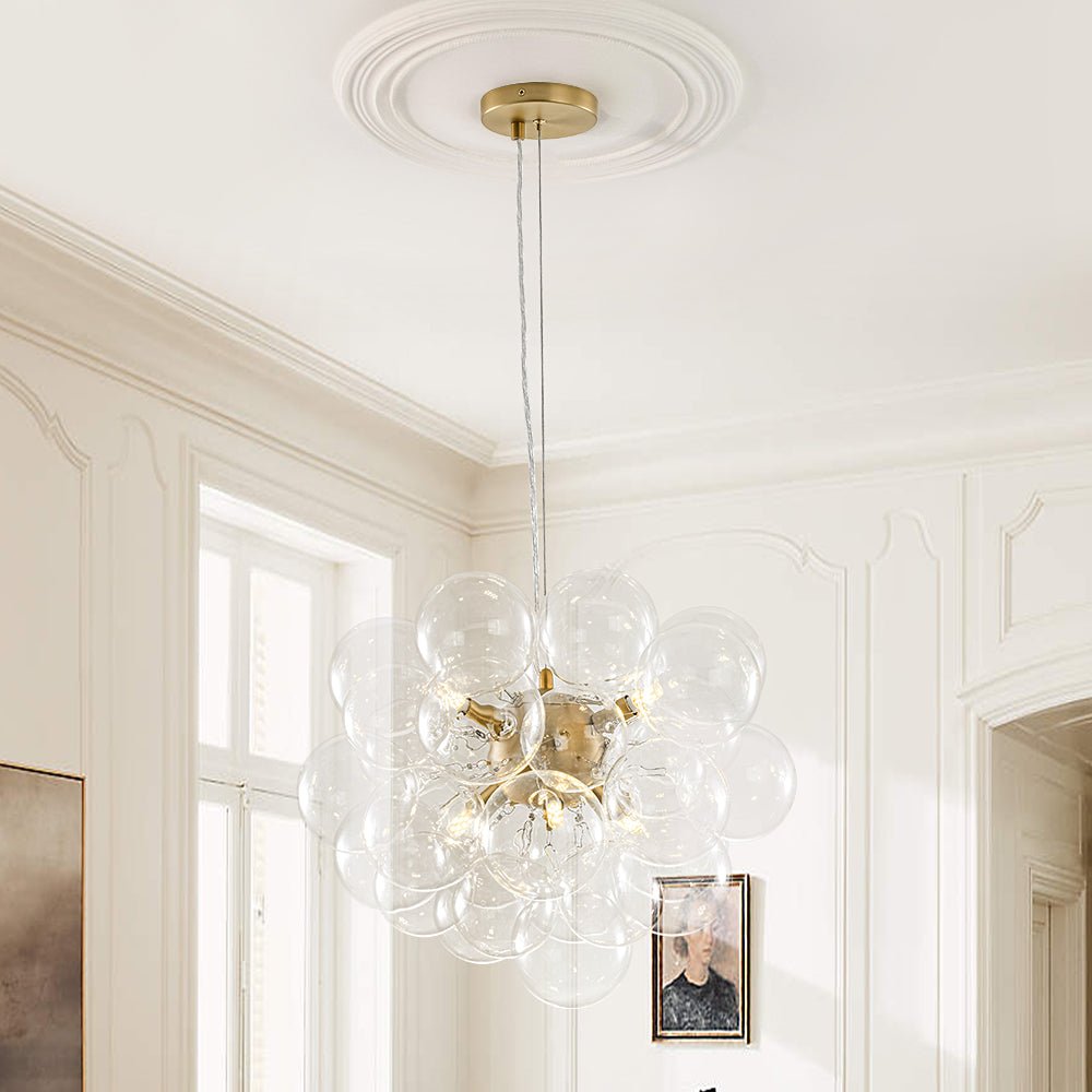 Freyza | Fljotun Glass Sphere Glass Chandelier – Dining Room Living Room