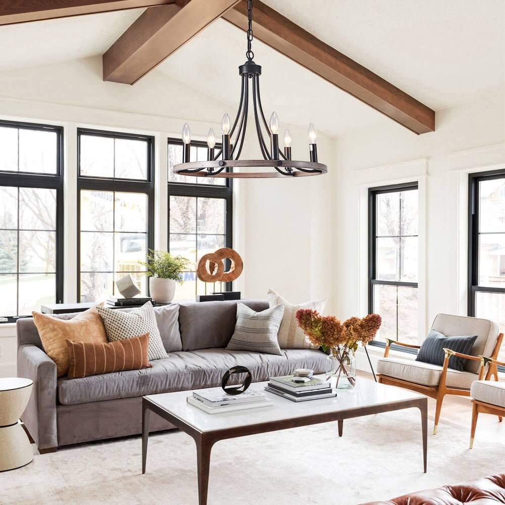 Freyza | Dvalir Farmhouse Wagon Chandelier – Farmhouse Dining Room Living Room