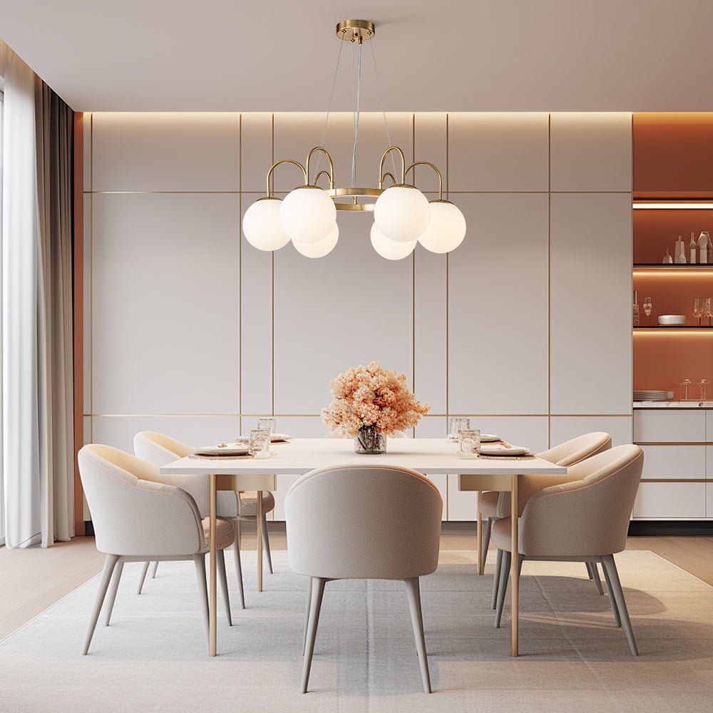 Freyza | Ulfuvyt gefrostete Kugelglas-Pendelleuchte – Esszimmer Wohnzimmer