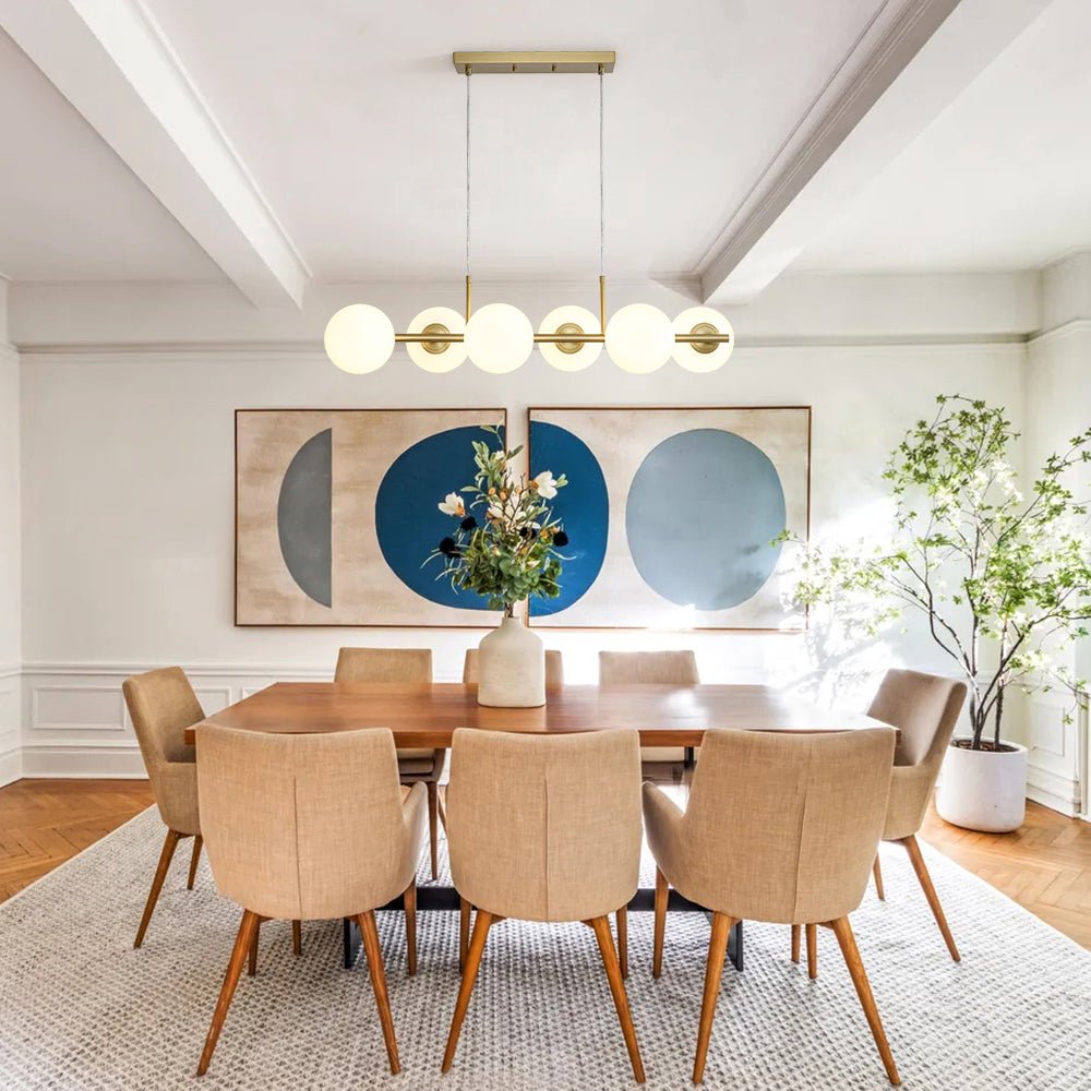 Freyza | Fljotulix Linear Opal Glass Opal Chandelier – Dining Room Living Room