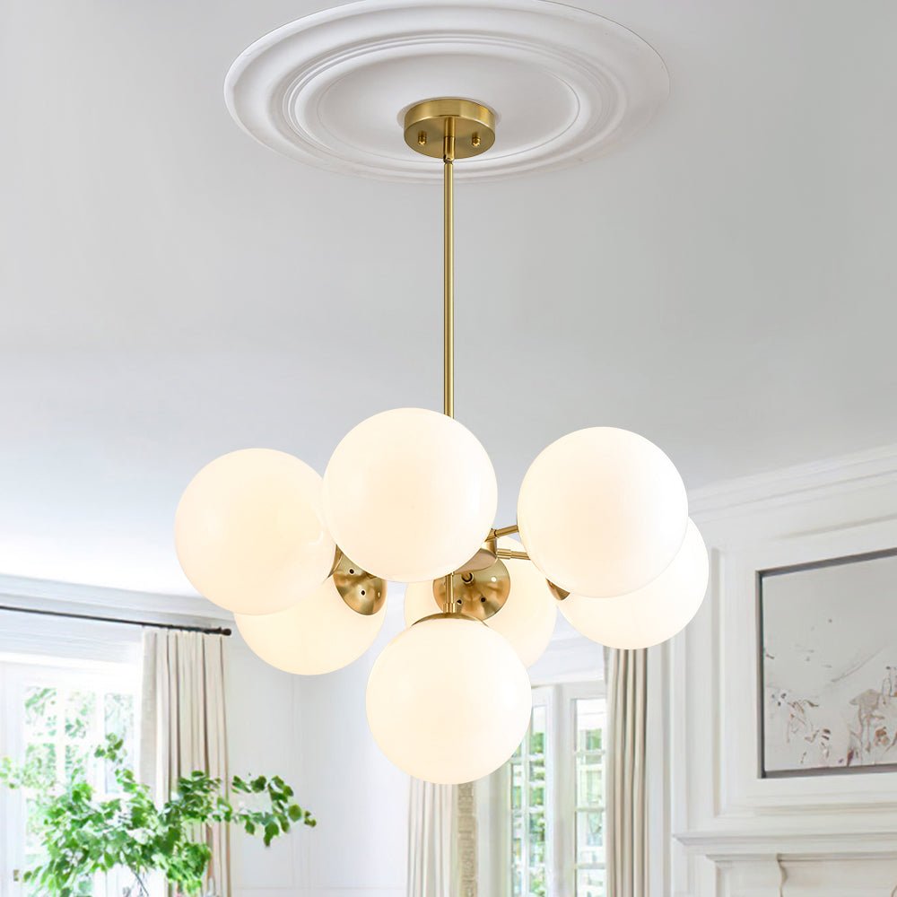 Freyza | Silfur Modern Sputnik Glass Opal Chandelier – Modern Dining Room Living Room