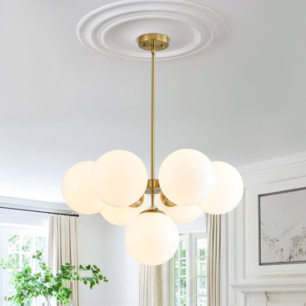 Freyza | Silfur Modern Sputnik Glass Opal Chandelier – Modern Dining Room Living Room