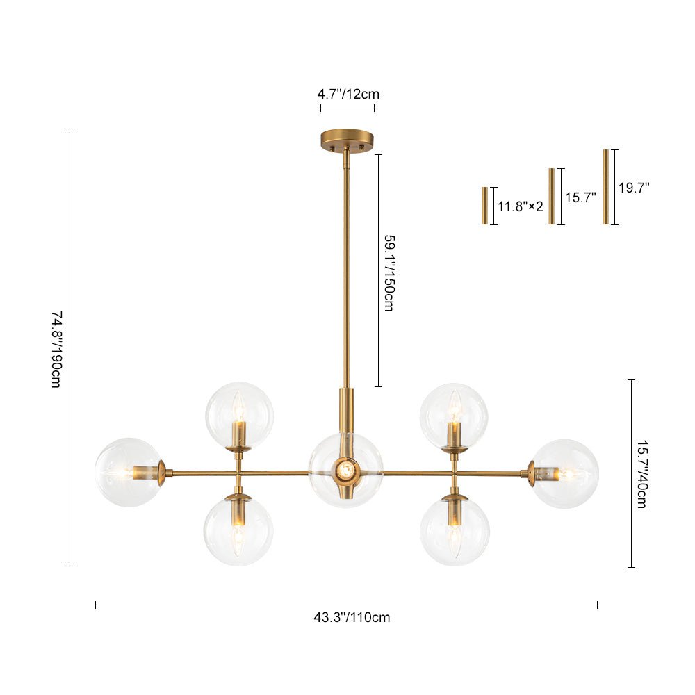 Freyza | Parla Linear Sputnik Glass Chandelier – Dining Room Living Room