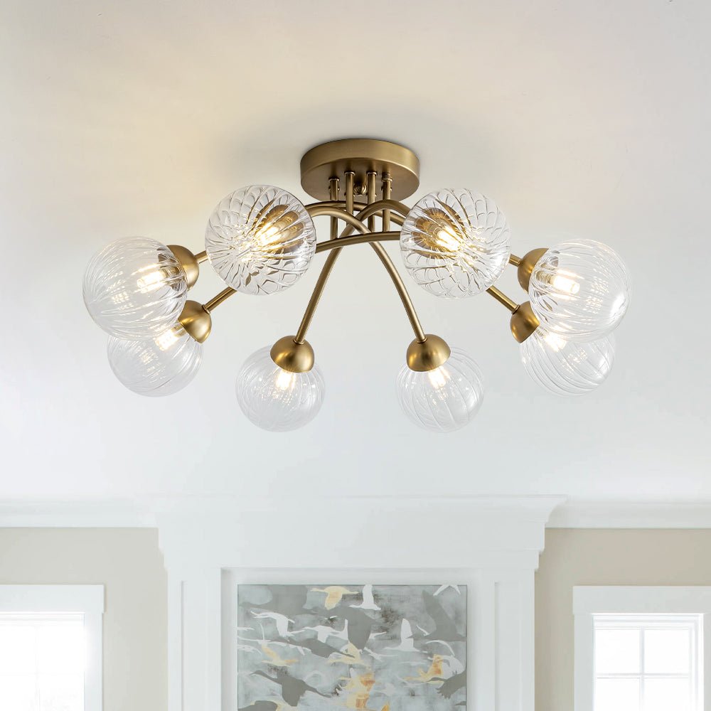 Freyza | Yrvuvyx Ribbed Bubble Glass Ceiling Light – Bedroom Living Room