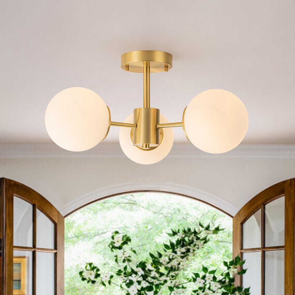 Freyza | Blikari Modern Brass Brass Glass Ceiling Light – Modern Bedroom Living Room