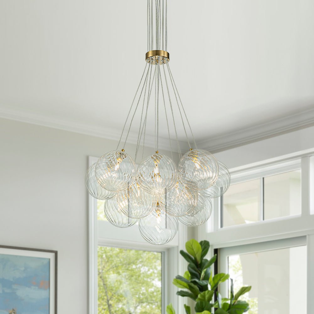 Freyza | Caeluvya Clear Ribbed Glass Chandelier – Dining Room Living Room