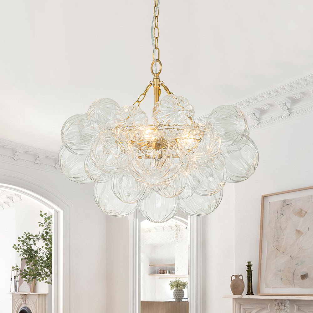 Freyza | Elorin Texture Globe Glass Chandelier – Dining Room Living Room