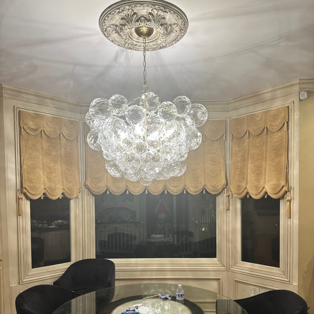 Freyza | Elorin Texture Globe Glass Chandelier – Dining Room Living Room