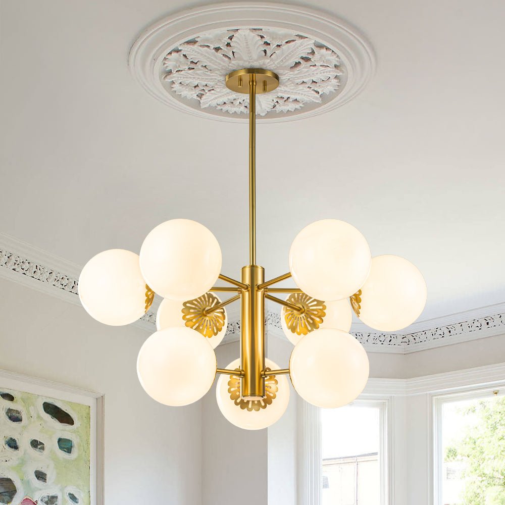 Freyza | Ostulix Daisy Sputnik Glass Opal Chandelier – Dining Room Living Room