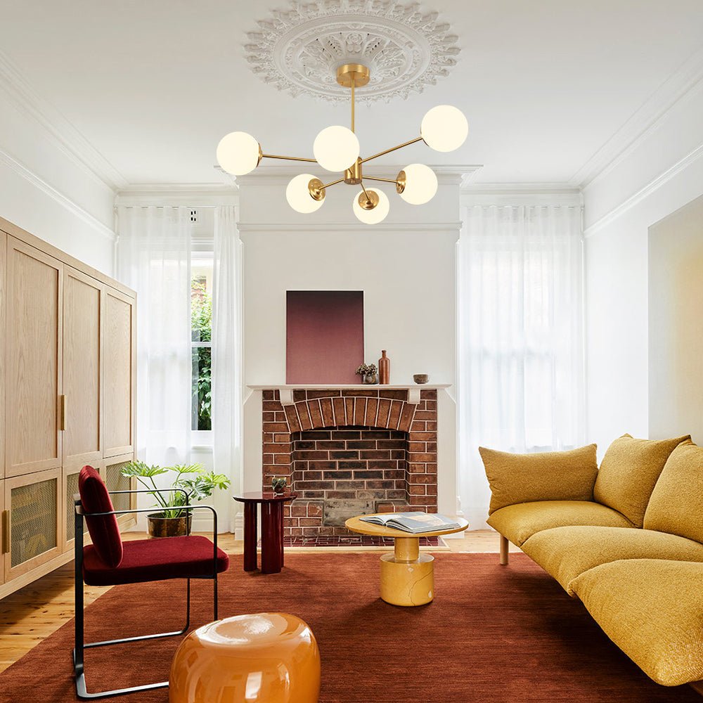 Freyza | Aevig Minimalist Brass Brass Glass Chandelier – Minimalist Dining Room Living Room